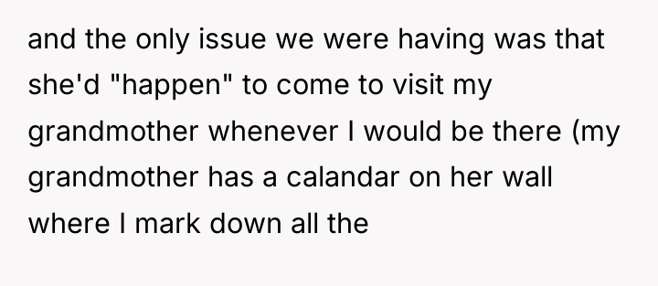 and the only issue we were having was that she'd...