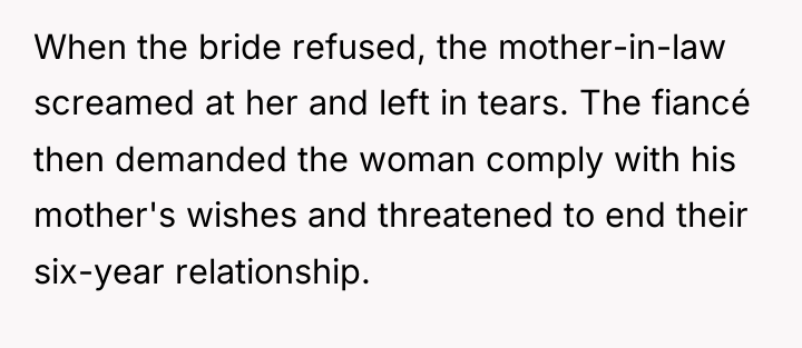 When the bride refused, the mother-in-law screamed at her and...