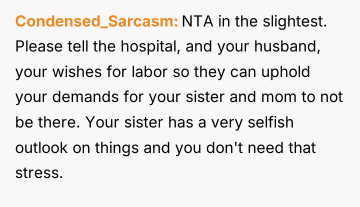 Condensed_Sarcasm NTA in the slightest. Please tell the hospital, and...