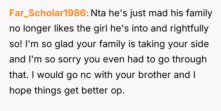 Far_Scholar1986 Nta he's just mad his family no longer likes...