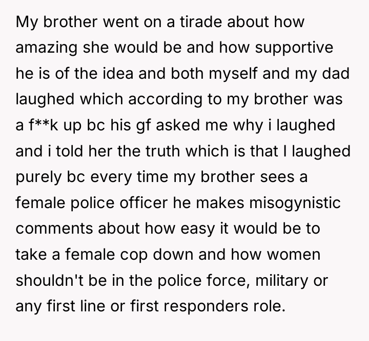 My brother went on a tirade about how amazing she...