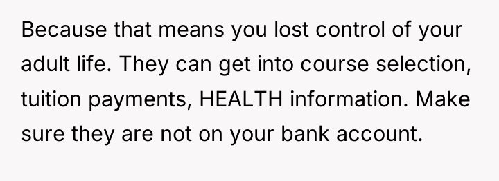 Because that means you lost control of your adult life....