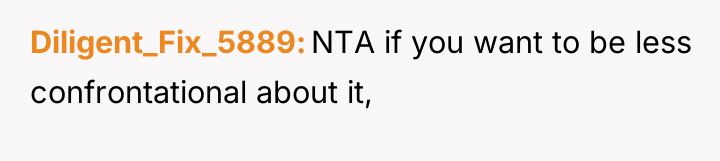 Diligent_Fix_5889 NTA if you want to be less confrontational about...