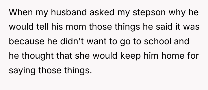 When my husband asked my stepson why he would tell...