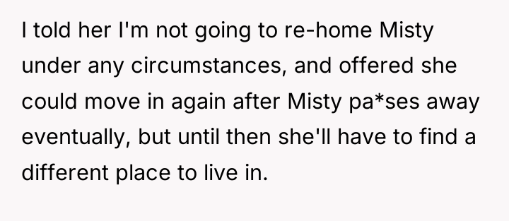 I told her I'm not going to re-home Misty under...