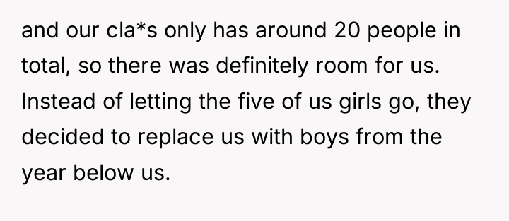 and our cla*s only has around 20 people in total,...