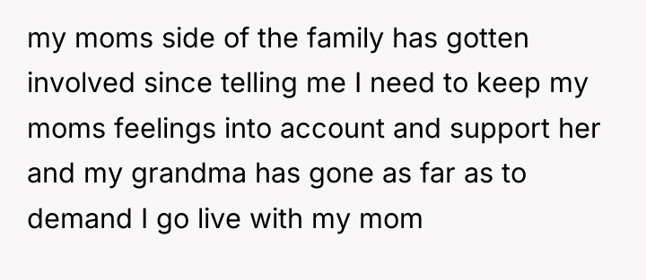my moms side of the family has gotten involved since...