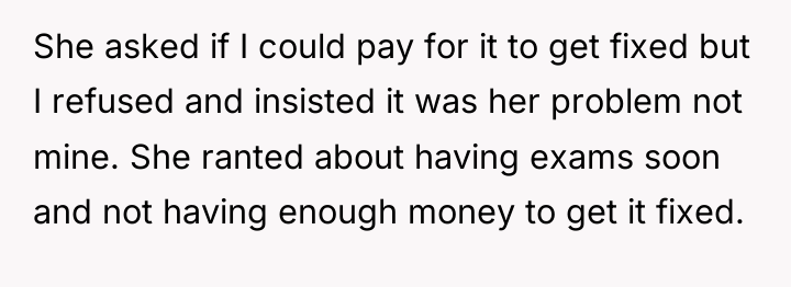 She asked if I could pay for it to get...