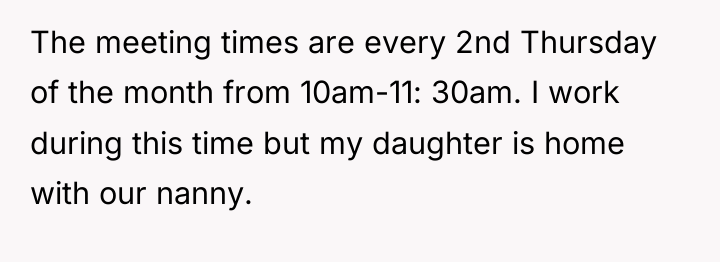 The meeting times are every 2nd Thursday of the month...