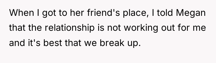 When I got to her friend's place, I told Megan...