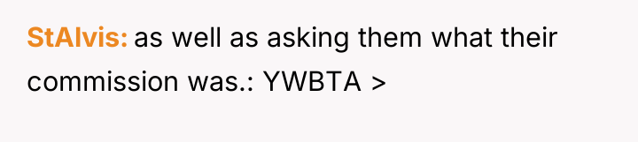 StAlvis as well as asking them what their commission was.:...