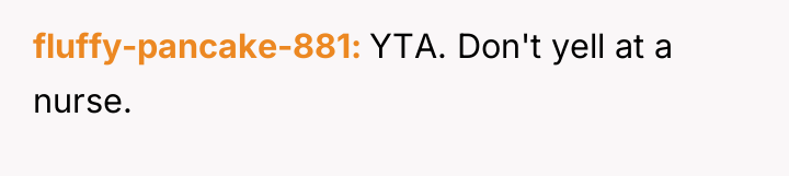 fluffy-pancake-881 YTA. Don't yell at a nurse.