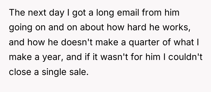 The next day I got a long email from him...