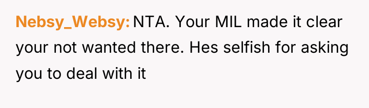 Nebsy_Websy NTA. Your MIL made it clear your not wanted...