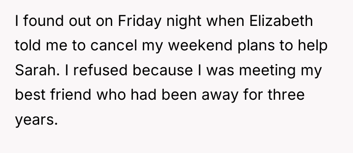 I found out on Friday night when Elizabeth told me...