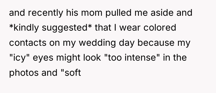 and recently his mom pulled me aside and *kindly suggested*...