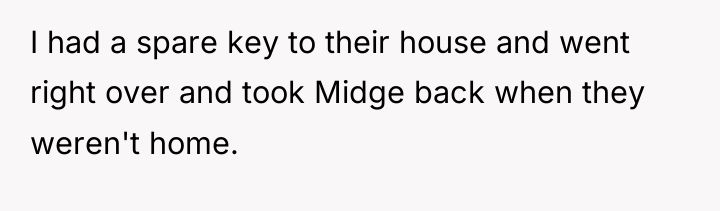 I had a spare key to their house and went...