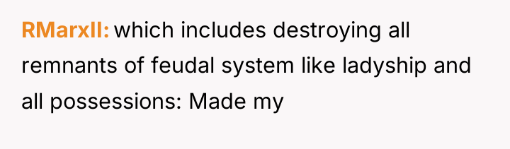 RMarxII which includes destroying all remnants of feudal system like...