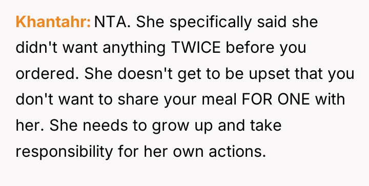 Khantahr NTA. She specifically said she didn't want anything TWICE...