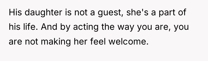 His daughter is not a guest, she's a part of...