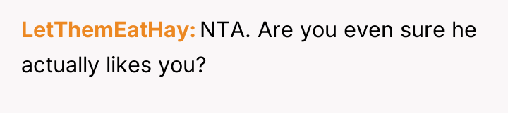 LetThemEatHay NTA. Are you even sure he actually likes you?