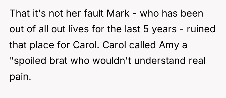 That it's not her fault Mark - who has been...
