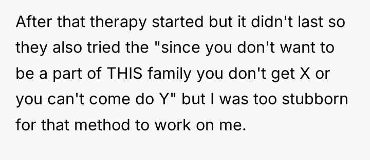 After that therapy started but it didn't last so they...