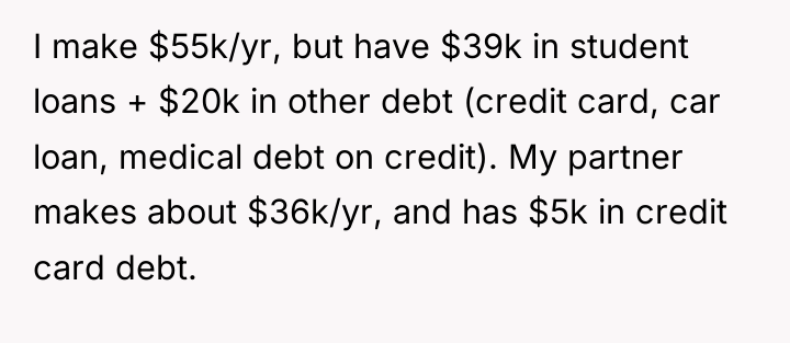 I make $55k/yr, but have $39k in student loans +...