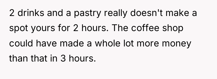 2 drinks and a pastry really doesn't make a spot...