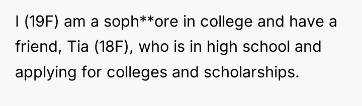I (19F) am a soph**ore in college and have a...