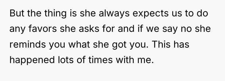 But the thing is she always expects us to do...