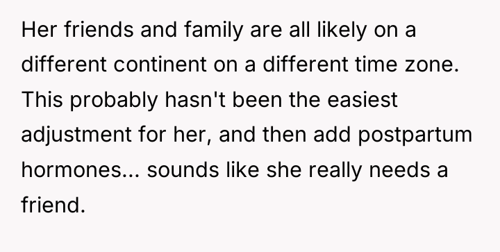 Her friends and family are all likely on a different...