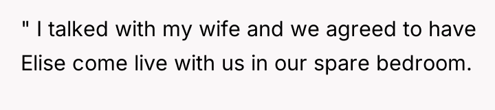 " I talked with my wife and we agreed to...