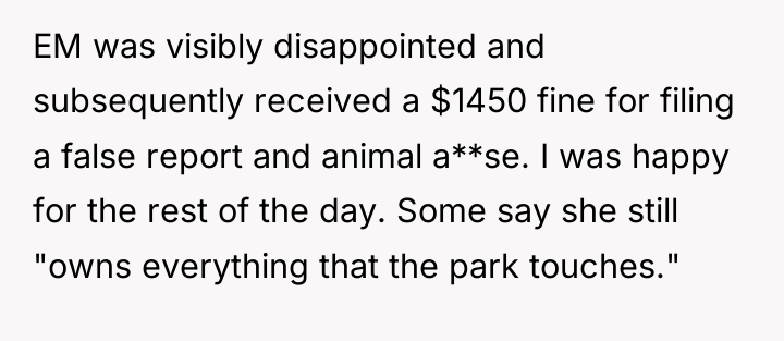 EM was visibly disappointed and subsequently received a $1450 fine...