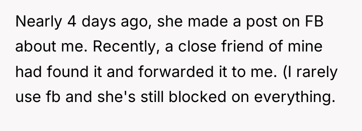 Nearly 4 days ago, she made a post on FB...