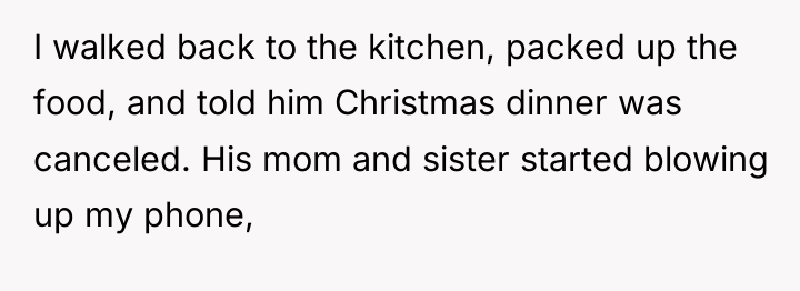 I walked back to the kitchen, packed up the food,...