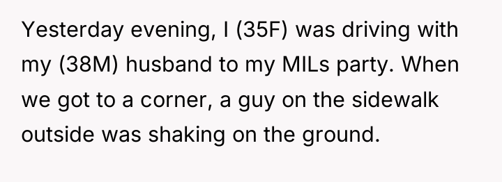Yesterday evening, I (35F) was driving with my (38M) husband...