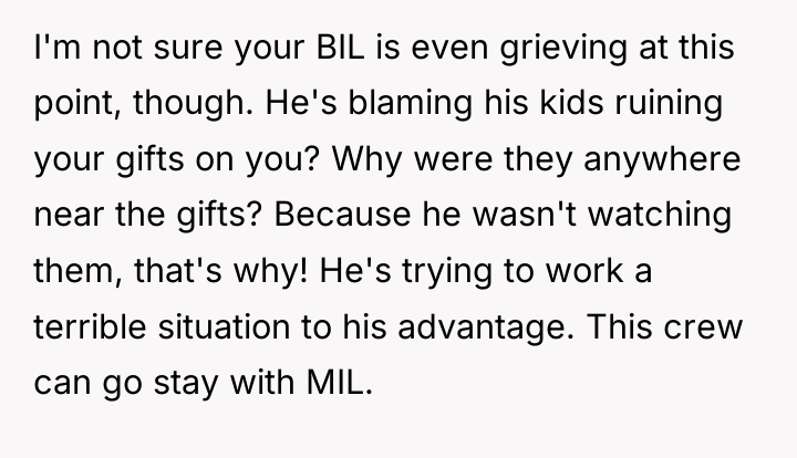 I'm not sure your BIL is even grieving at this...