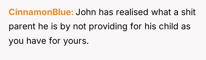 CinnamonBlue John has realised what a shit parent he is...