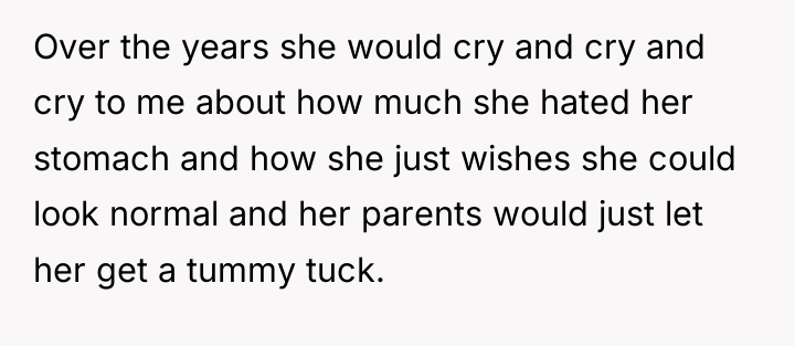Over the years she would cry and cry and cry...