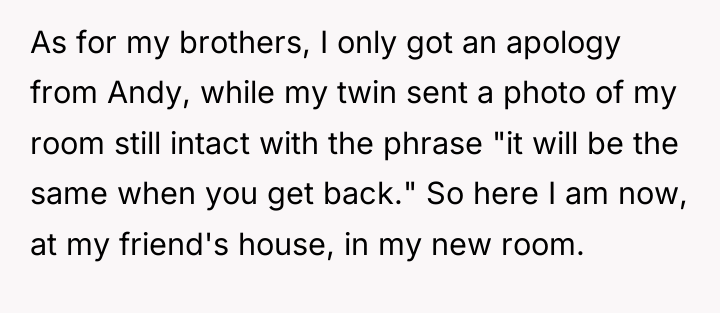 As for my brothers, I only got an apology from...