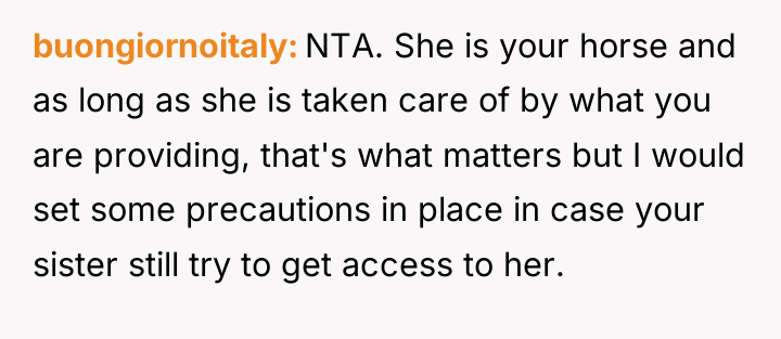 buongiornoitaly NTA. She is your horse and as long as...