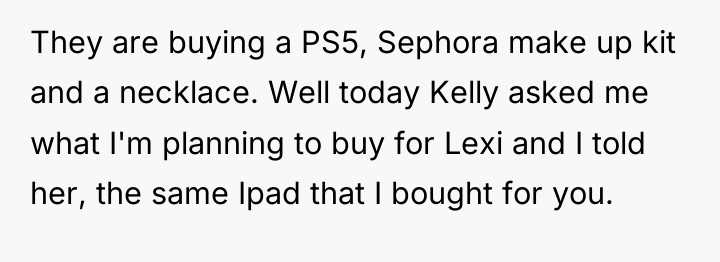 They are buying a PS5, Sephora make up kit and...