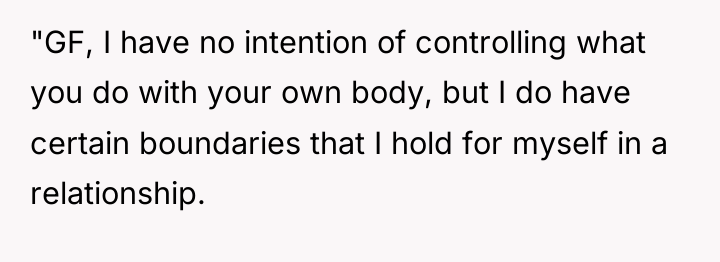"GF, I have no intention of controlling what you do...