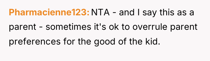 Pharmacienne123 NTA - and I say this as a parent...