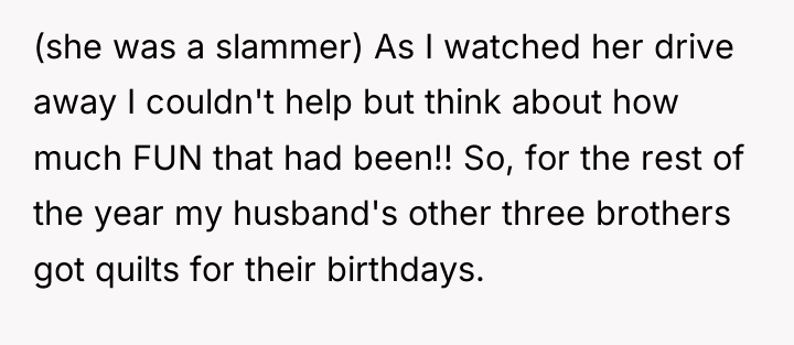 (she was a slammer) As I watched her drive away...