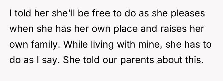 I told her she'll be free to do as she...