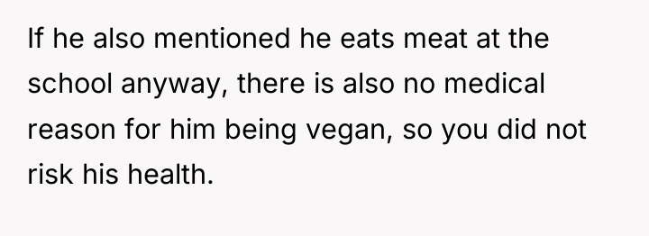 If he also mentioned he eats meat at the school...