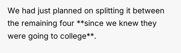 We had just planned on splitting it between the remaining...