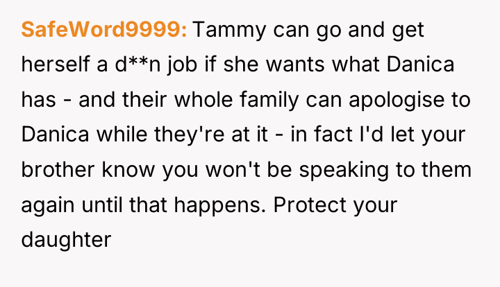 SafeWord9999 Tammy can go and get herself a d**n job...